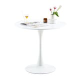 Tulip Moderner runder Tisch mit wei?er Platte, einfacher Freizeit-Esstisch ¨C Wei?