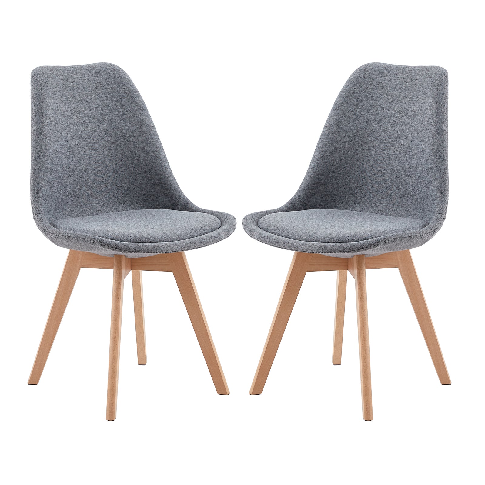 TULIP Stoff Esszimmerst¨¹hle mit Buche Bein - Grau/Gelb