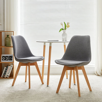 TULIP Stoff Esszimmerst¨¹hle mit Buche Bein - Grau/Gelb