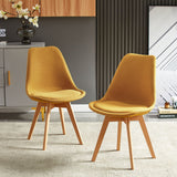 TULIP Stoff Esszimmerstühle mit Buche Bein - Grau/Gelb