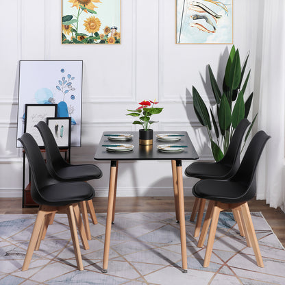 TULIP PP Esszimmerstuhl mit Massivholz Buche Bein,Skandinavisch Design Gepolsterter B¨¹rostuhl - Schwarz/Wei?/Grau