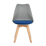 TULIP PP Esszimmerstühle mit Buche Bein, Retro Design Gepolsterter Stuhl - Grau/Blau