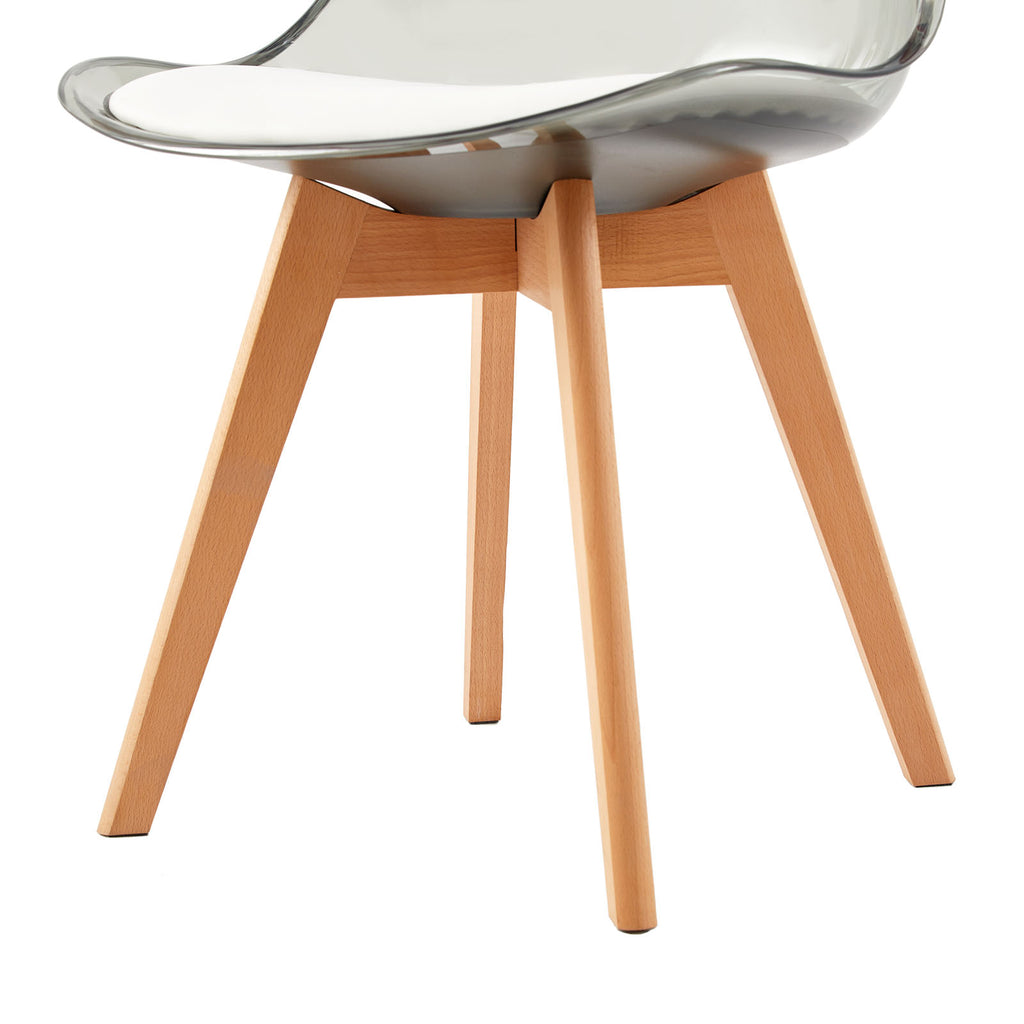 TULIP PC Esszimmerstühle mit Buche Holz Bein, Rauchgrau – - Küchenstuhl